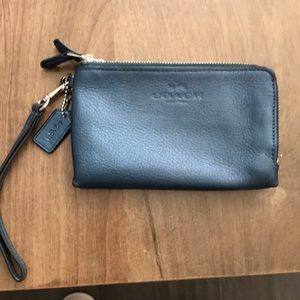 Gently used Blue Leather Coach wristlet